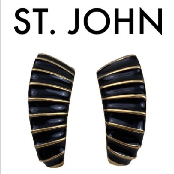 St. John Jewelry - ST. JOHN BLACK GOLD CLIP EARRINGS